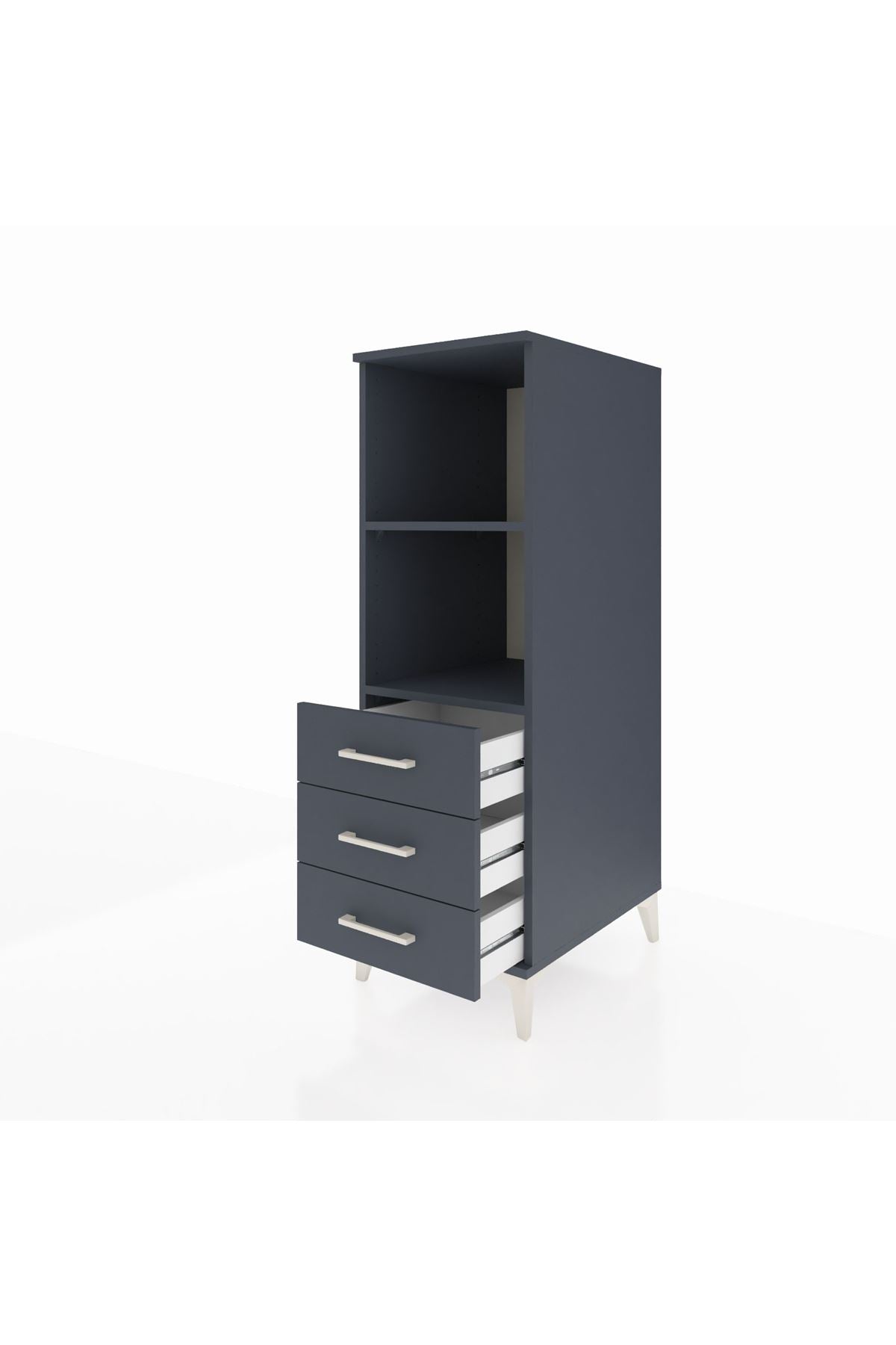 Kronos Dolap 2 Raflı 3 Çekmeceli 44x59x134 Antrasit-Antrasit