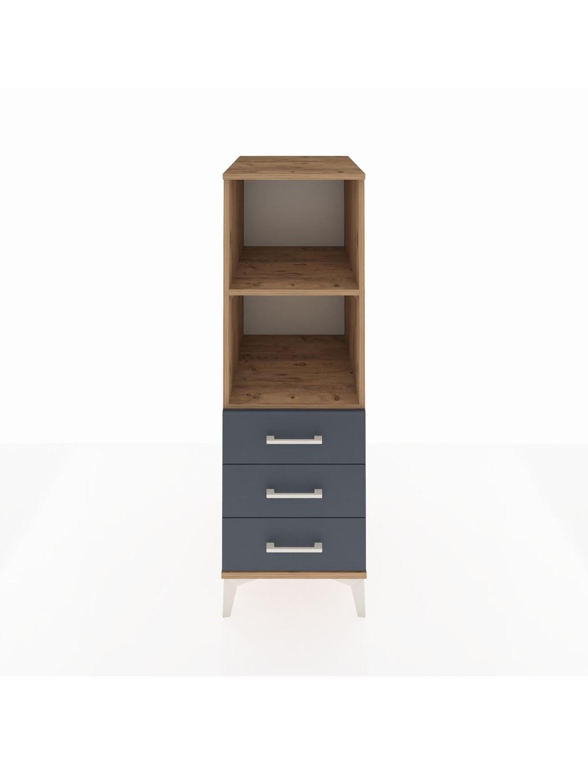 Kronos Dolap 2 Raflı 3 Çekmeceli 44x59x134 Çam-Antrasit