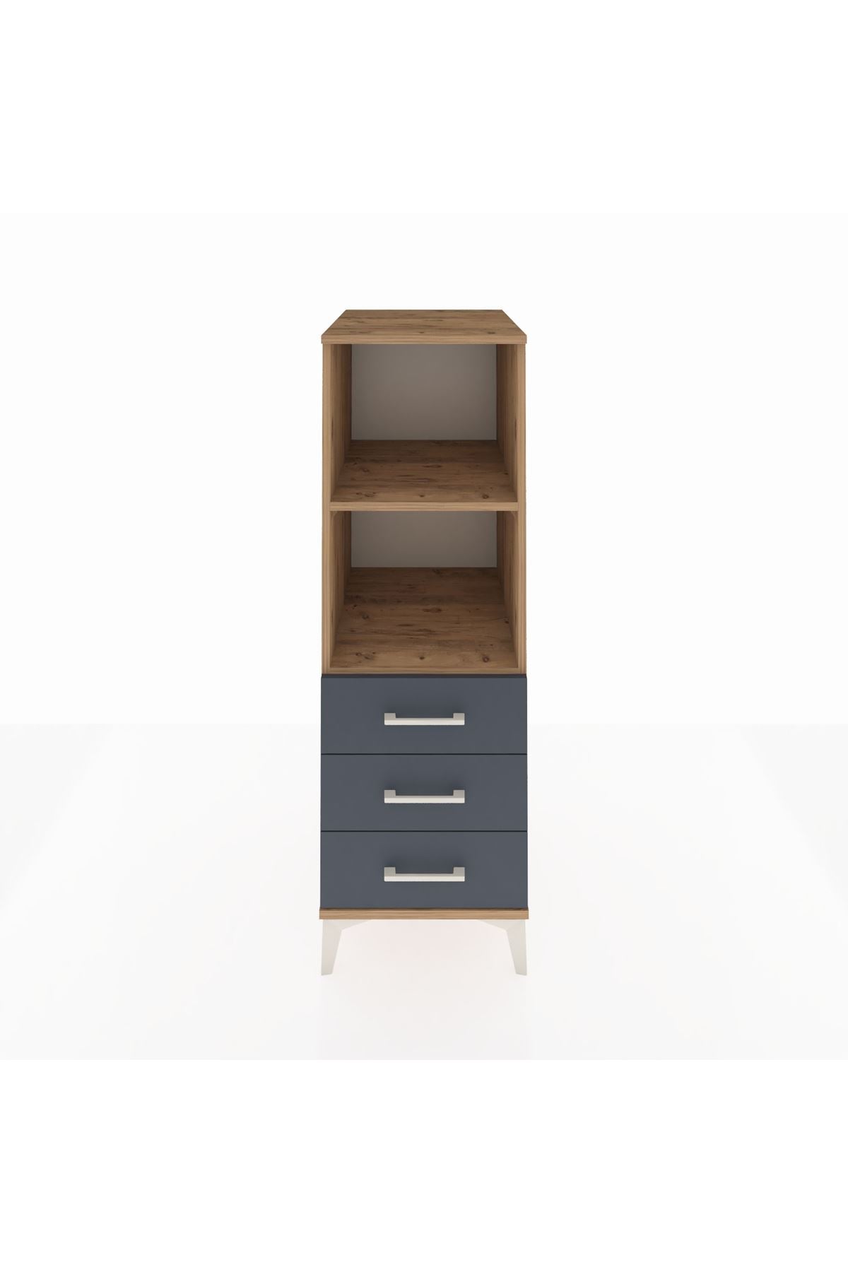 Kronos Dolap 2 Raflı 3 Çekmeceli 44x59x134 Çam-Antrasit