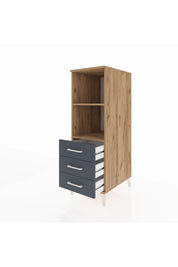 Kronos Dolap 2 Raflı 3 Çekmeceli 44x59x134 Çam-Antrasit