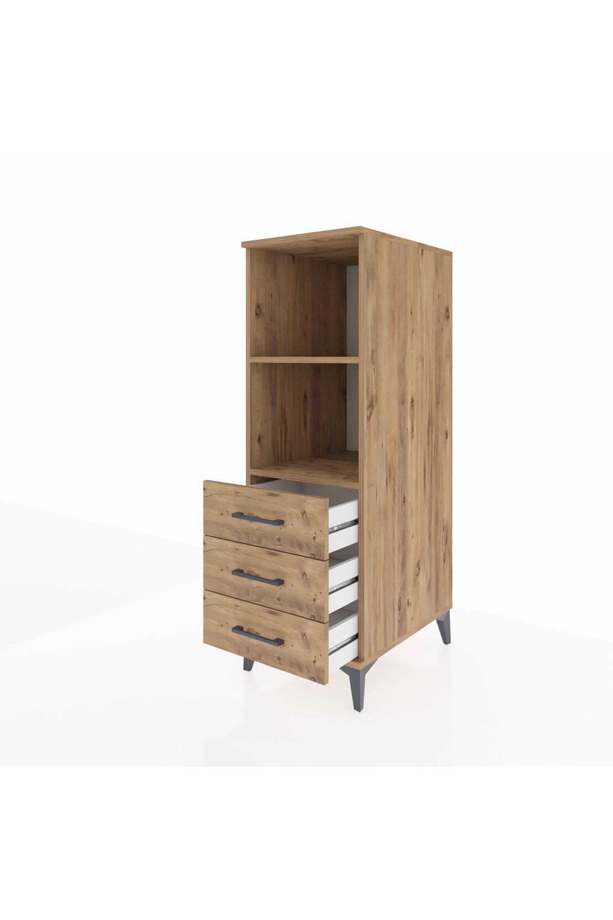 Kronos Dolap 2 Raflı 3 Çekmeceli 44x59x134 Çam-Çam