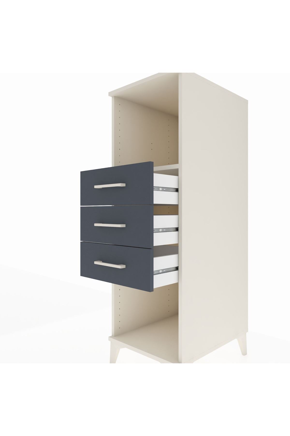 Kronos Dolap Tek Raflı 3 Çekmeceli 44x59x134 Aytaşı-Antrasit