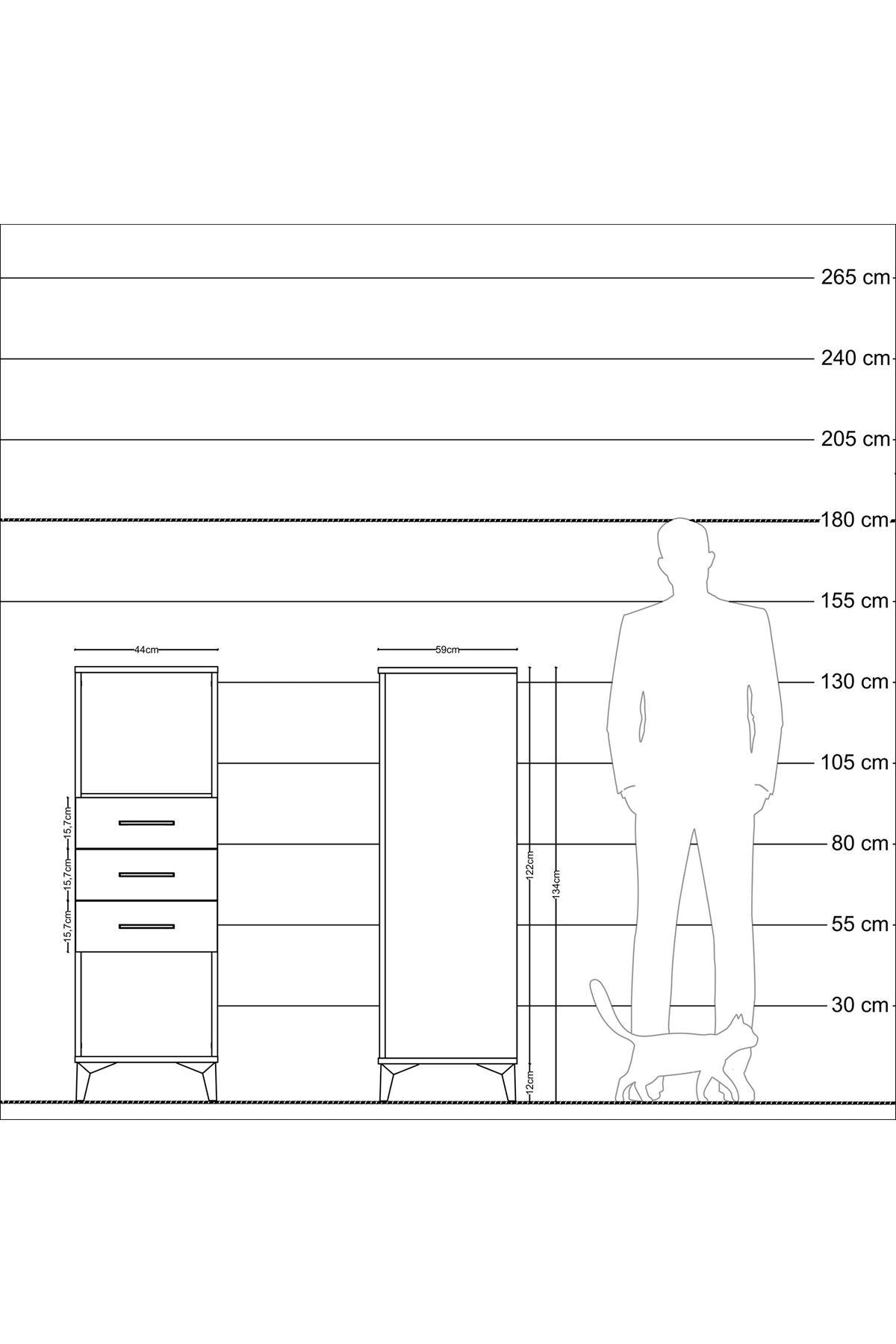 Kronos Dolap Tek Raflı 3 Çekmeceli 44x59x134 Aytaşı-Çam
