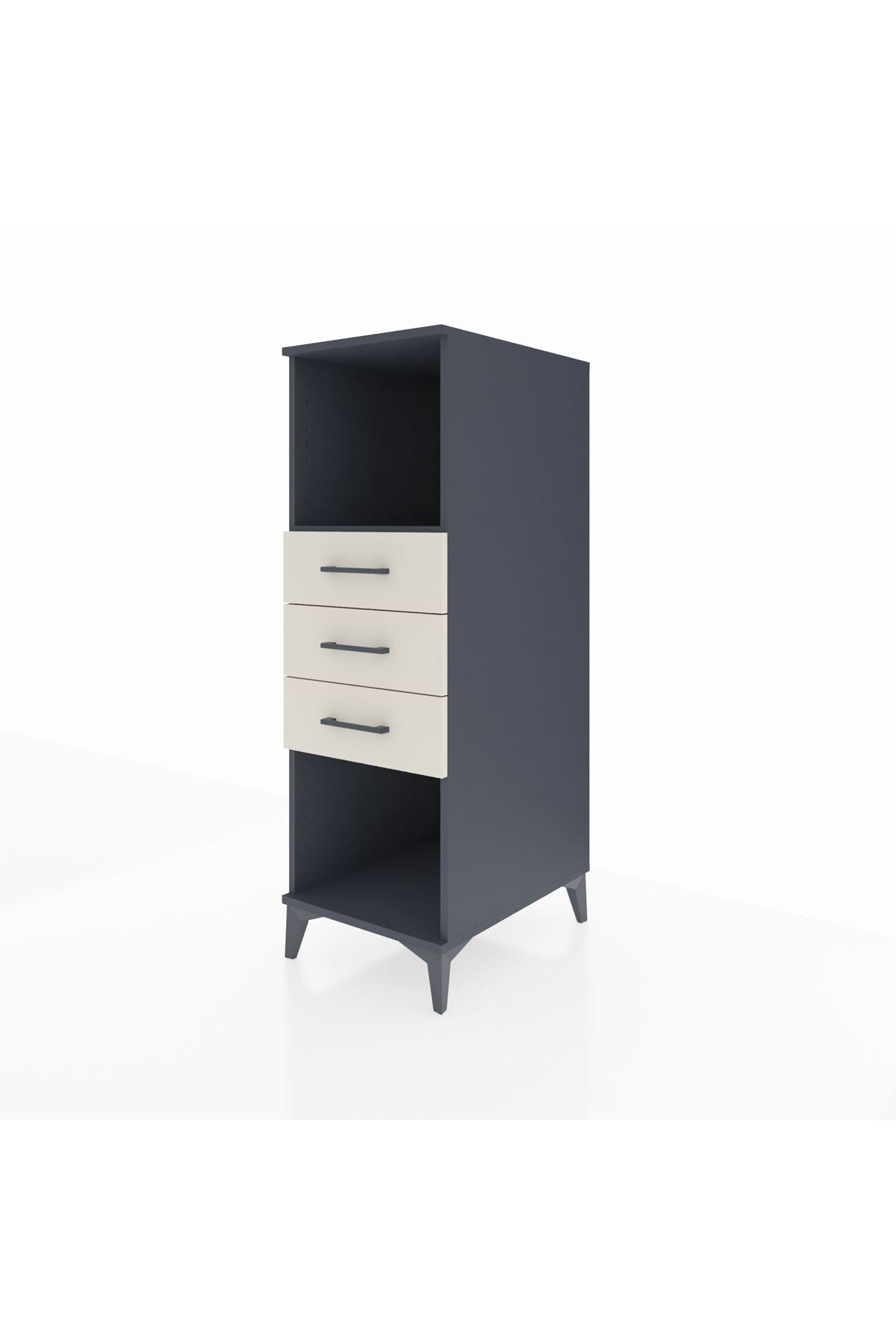 Kronos Dolap Tek Raflı 3 Çekmeceli 44x59x134 Antrasit-Aytaşı