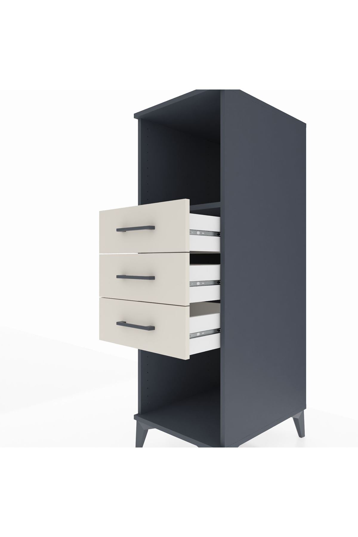 Kronos Dolap Tek Raflı 3 Çekmeceli 44x59x134 Antrasit-Aytaşı