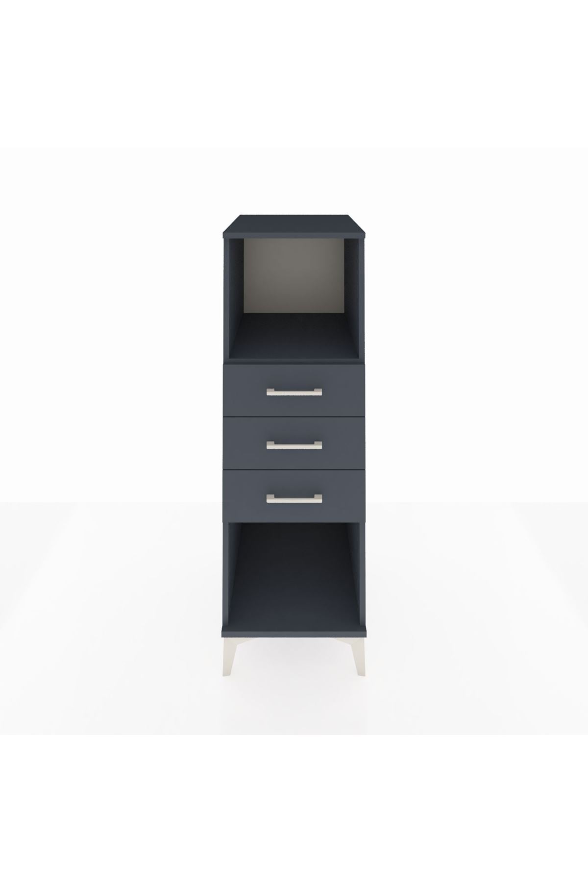 Kronos Dolap Tek Raflı 3 Çekmeceli 44x59x134 Antrasit-Antrasit