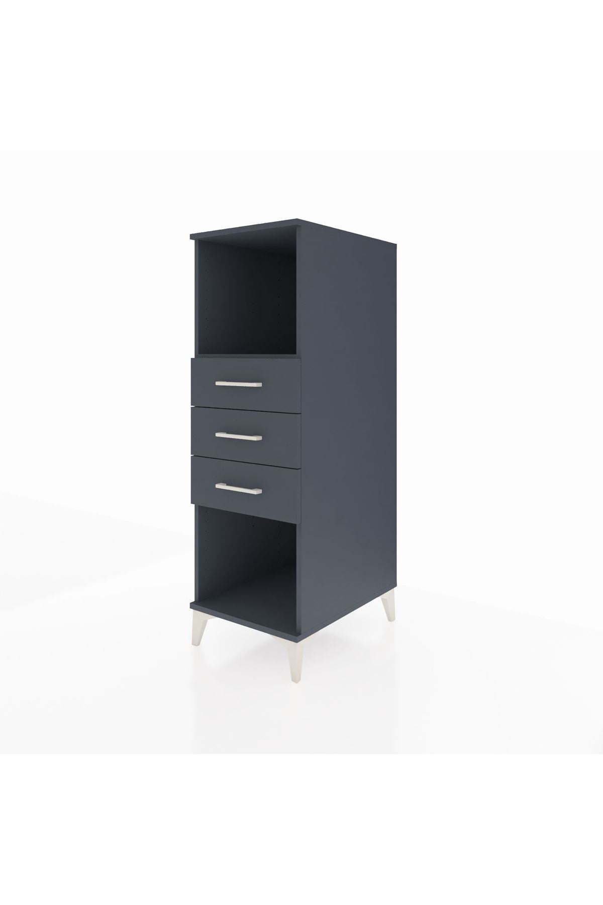 Kronos Dolap Tek Raflı 3 Çekmeceli 44x59x134 Antrasit-Antrasit