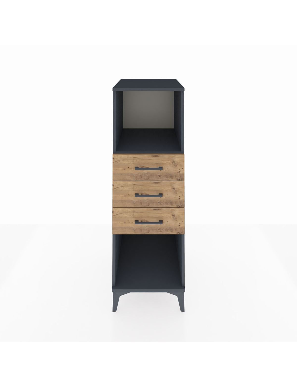 Kronos Dolap Tek Raflı 3 Çekmeceli 44x59x134 Antrasit-Çam