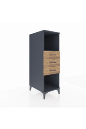Kronos Dolap Tek Raflı 3 Çekmeceli 44x59x134 Antrasit-Çam