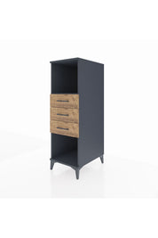 Kronos Dolap Tek Raflı 3 Çekmeceli 44x59x134 Antrasit-Çam