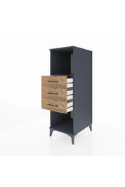 Kronos Dolap Tek Raflı 3 Çekmeceli 44x59x134 Antrasit-Çam