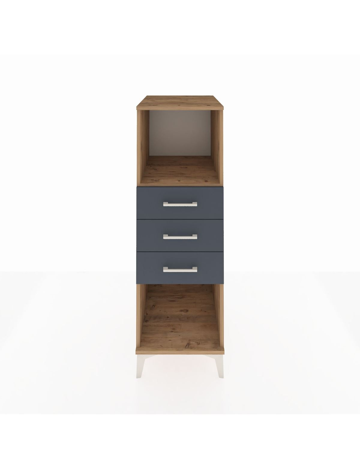 Kronos Dolap Tek Raflı 3 Çekmeceli 44x59x134 Çam-Antrasit