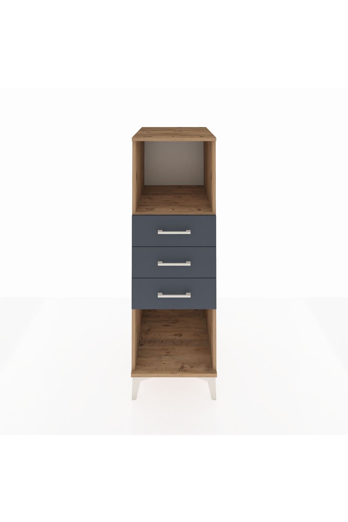 Kronos Dolap Tek Raflı 3 Çekmeceli 44x59x134 Çam-Antrasit