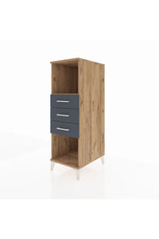 Kronos Dolap Tek Raflı 3 Çekmeceli 44x59x134 Çam-Antrasit