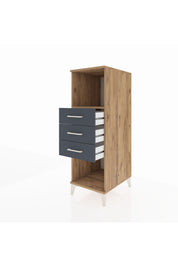 Kronos Dolap Tek Raflı 3 Çekmeceli 44x59x134 Çam-Antrasit