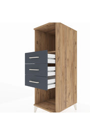 Kronos Dolap Tek Raflı 3 Çekmeceli 44x59x134 Çam-Antrasit