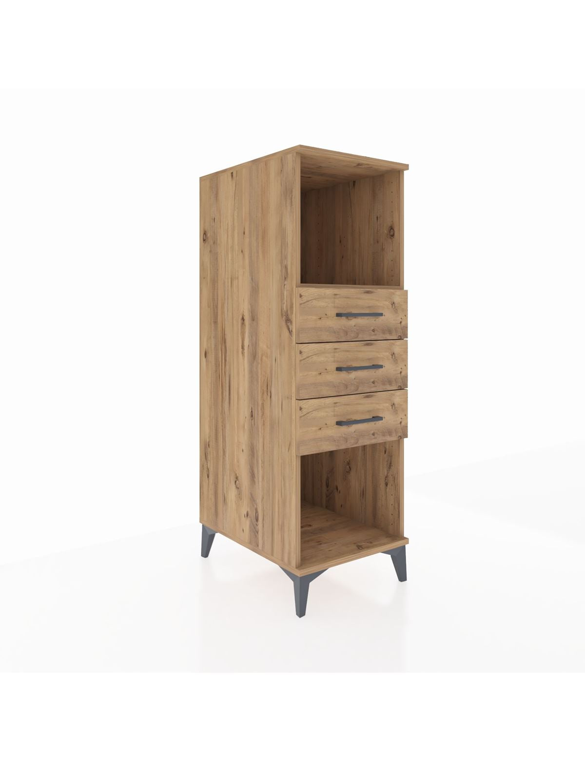 Kronos Dolap Tek Raflı 3 Çekmeceli 44x59x134 Çam-Çam