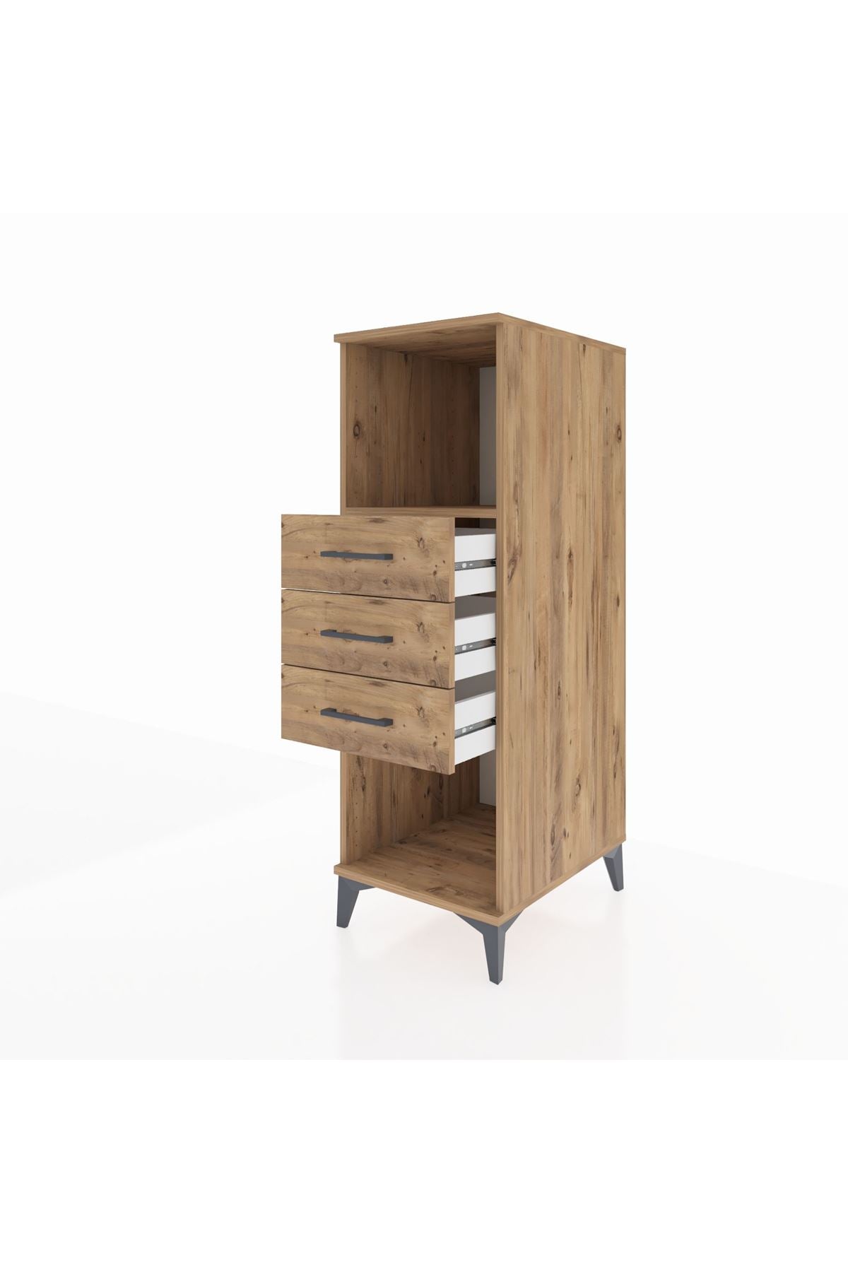 Kronos Dolap Tek Raflı 3 Çekmeceli 44x59x134 Çam-Çam