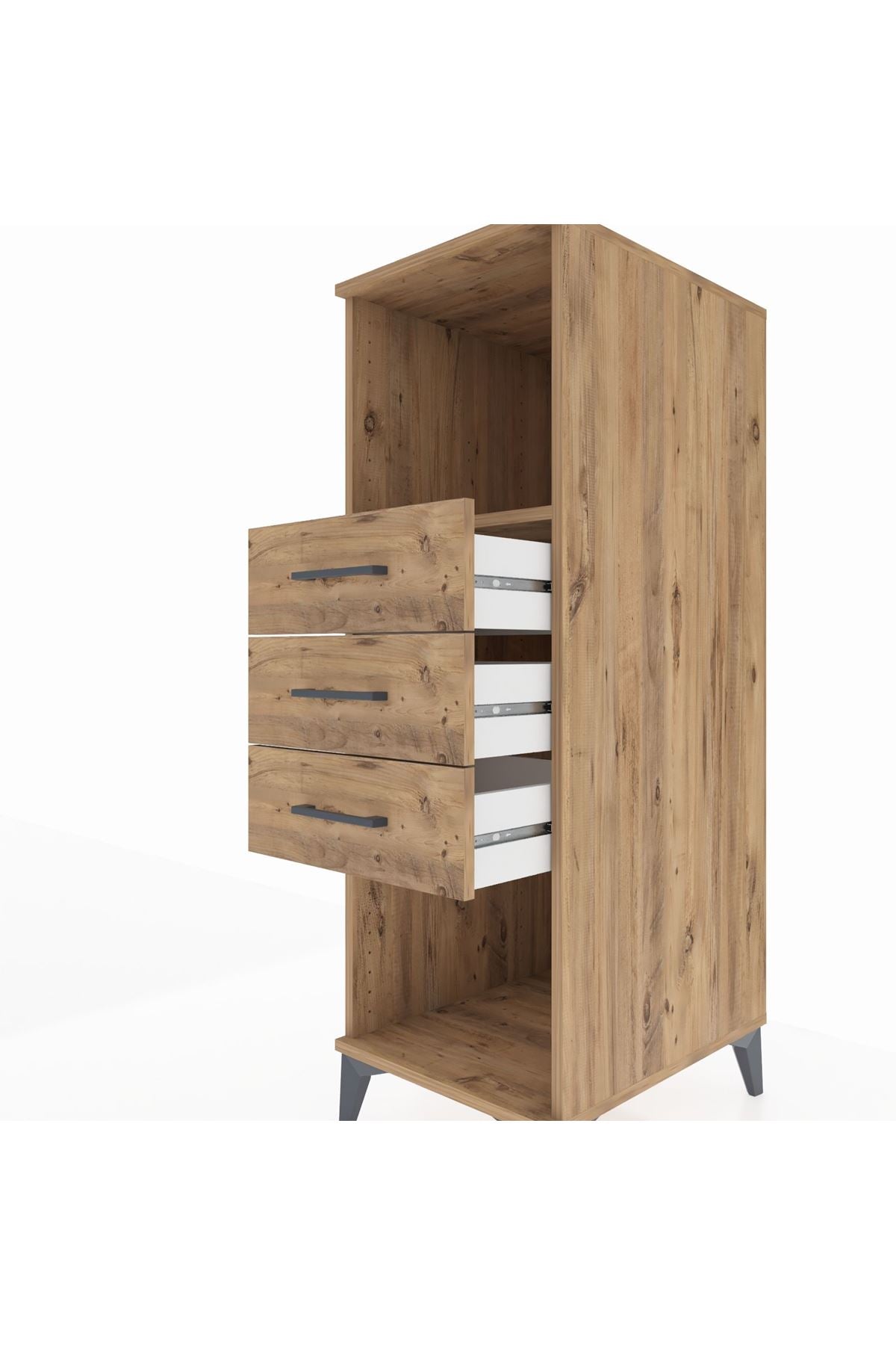 Kronos Dolap Tek Raflı 3 Çekmeceli 44x59x134 Çam-Çam
