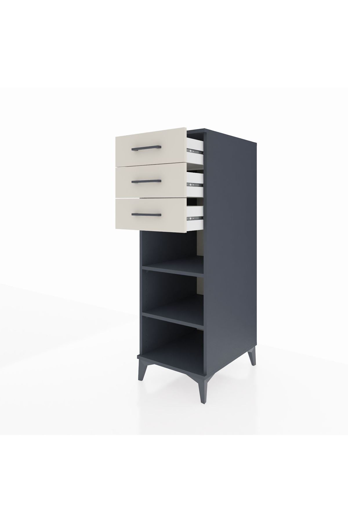 Kronos Dolap 2 Raflı 3 Çekmeceli 44x59x134 Antrasit-Aytaşı