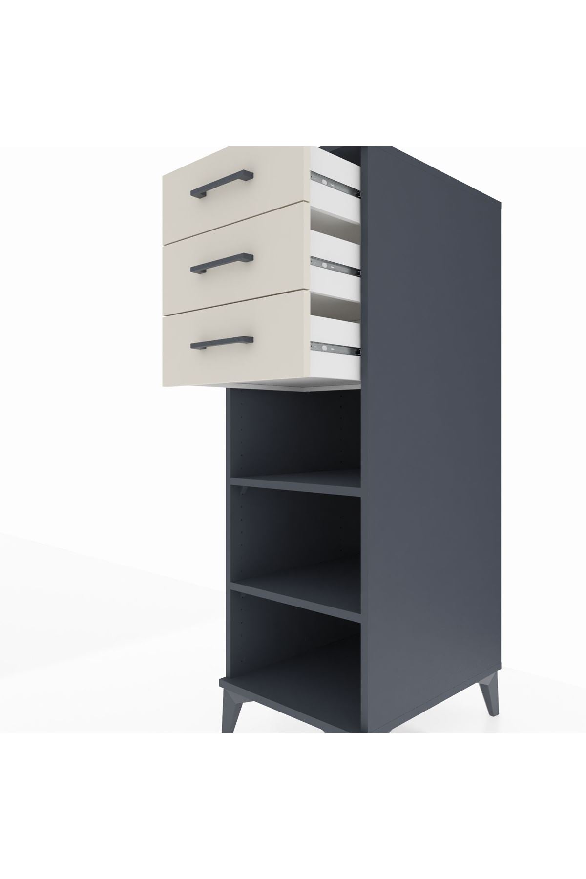 Kronos Dolap 2 Raflı 3 Çekmeceli 44x59x134 Antrasit-Aytaşı