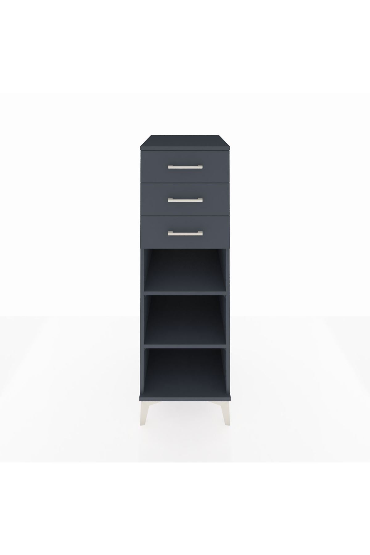 Kronos Dolap 2 Raflı 3 Çekmeceli 44x59x134 Antrasit-Antrasit