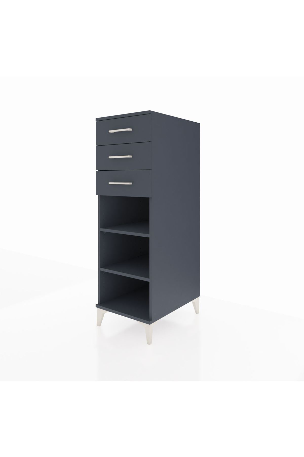 Kronos Dolap 2 Raflı 3 Çekmeceli 44x59x134 Antrasit-Antrasit