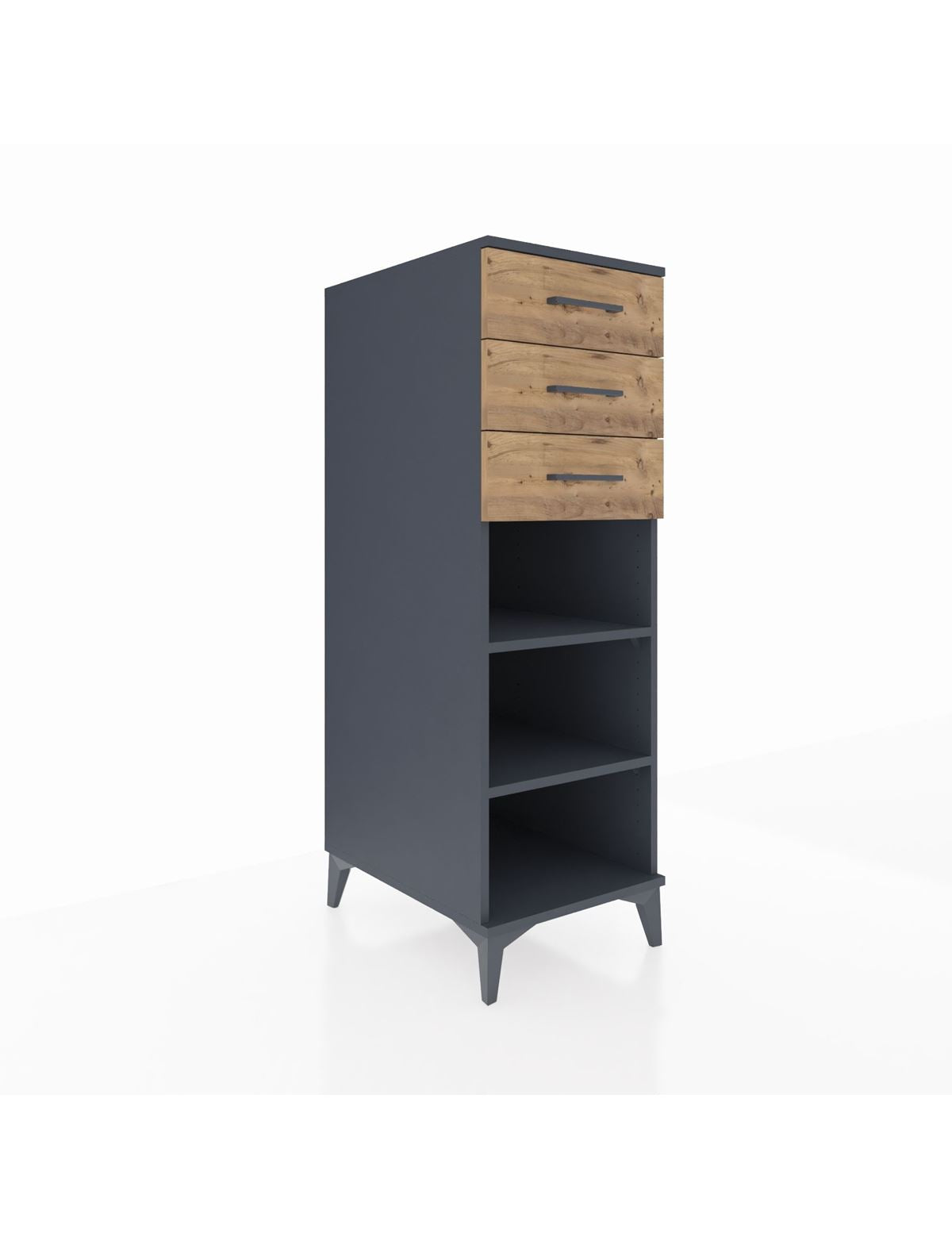 Kronos Dolap 2 Raflı 3 Çekmeceli 44x59x134 Antrasit-Çam