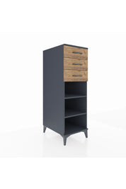 Kronos Dolap 2 Raflı 3 Çekmeceli 44x59x134 Antrasit-Çam