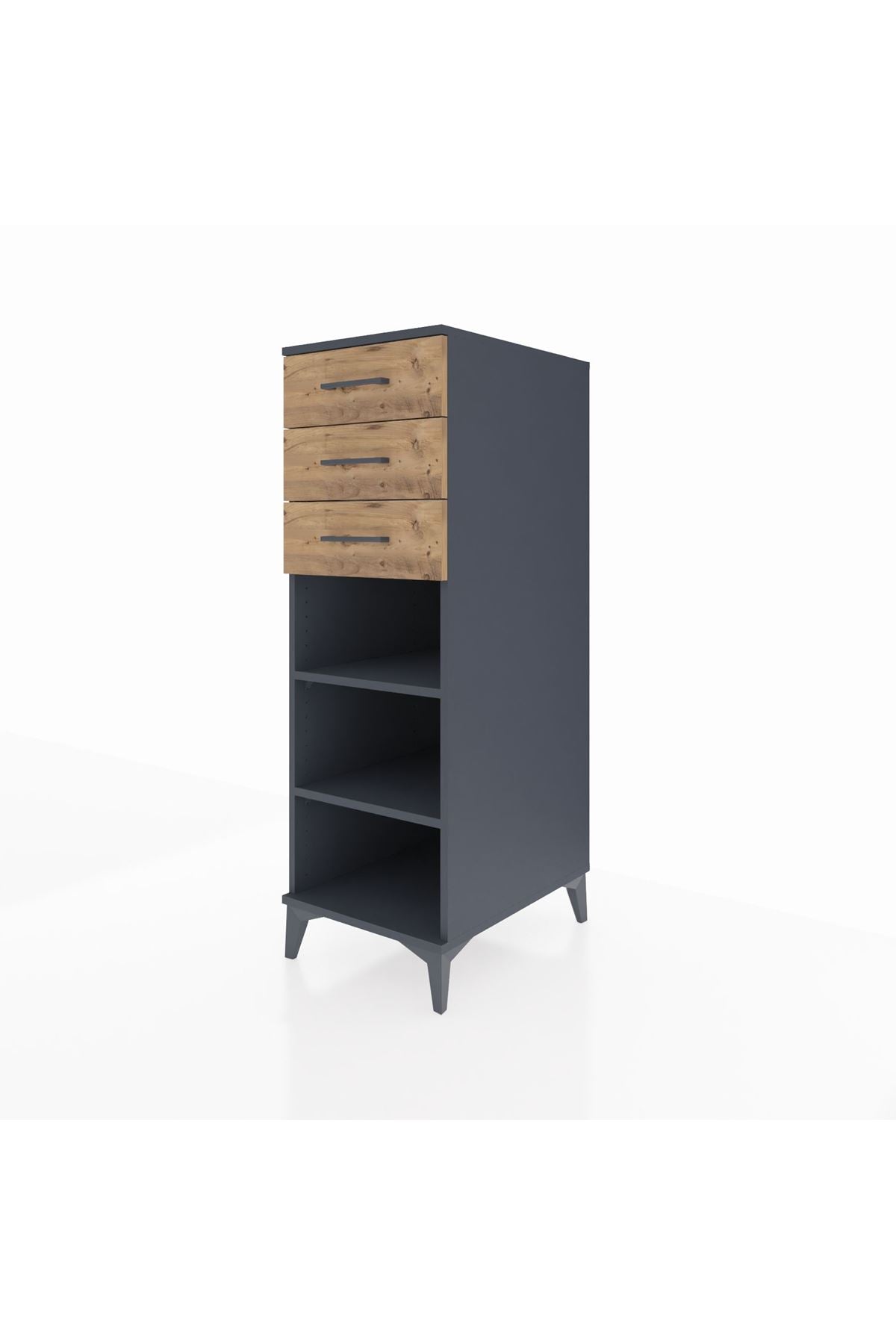 Kronos Dolap 2 Raflı 3 Çekmeceli 44x59x134 Antrasit-Çam