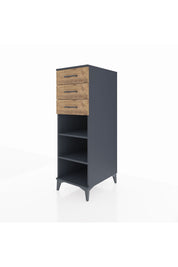 Kronos Dolap 2 Raflı 3 Çekmeceli 44x59x134 Antrasit-Çam