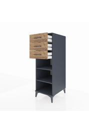 Kronos Dolap 2 Raflı 3 Çekmeceli 44x59x134 Antrasit-Çam