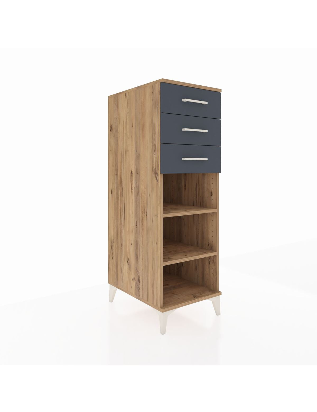 Kronos Dolap 2 Raflı 3 Çekmeceli 44x59x134 Çam-Antrasit