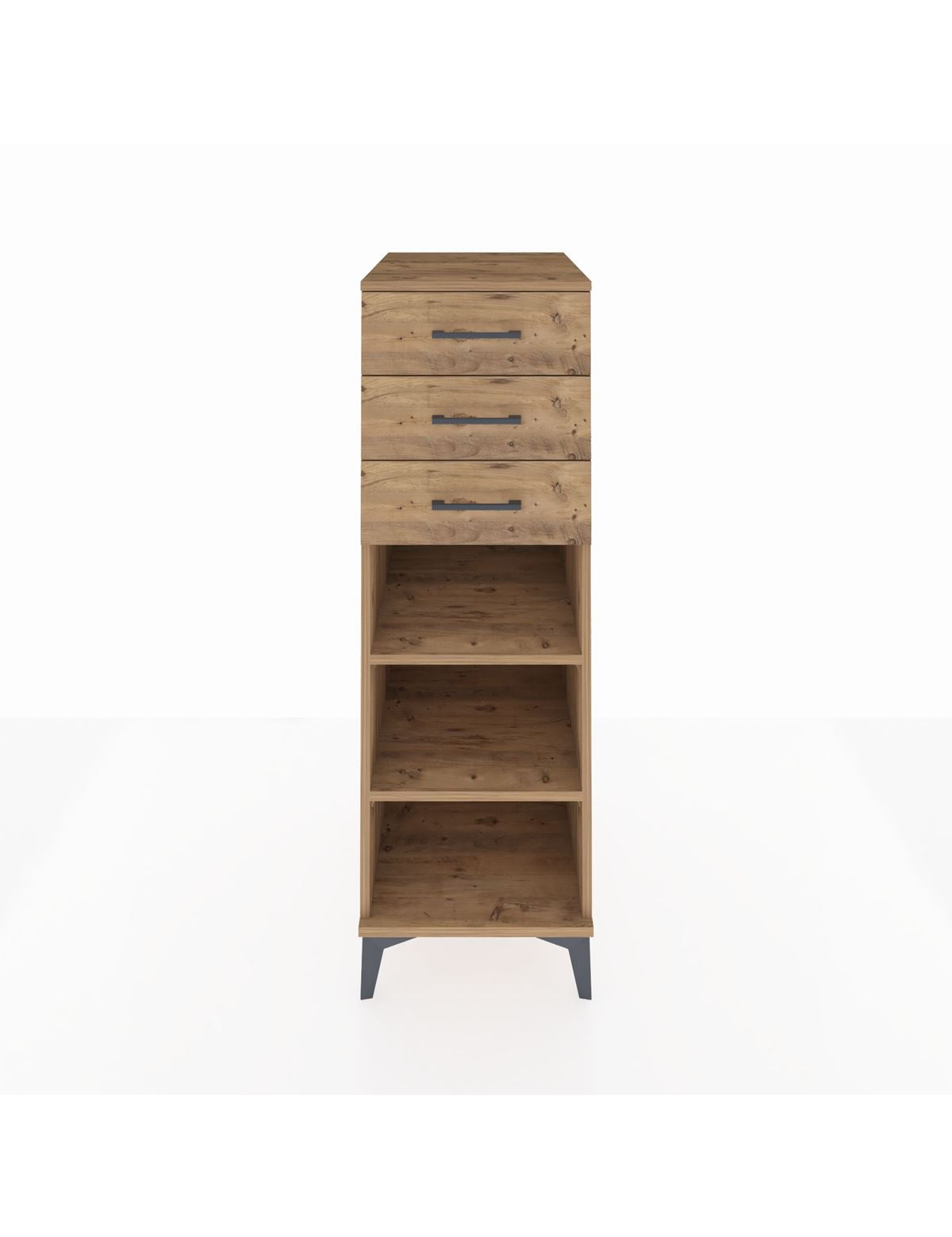 Kronos Dolap 2 Raflı 3 Çekmeceli 44x59x134 Çam-Çam