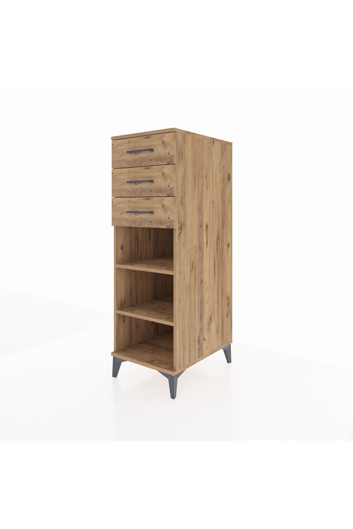 Kronos Dolap 2 Raflı 3 Çekmeceli 44x59x134 Çam-Çam