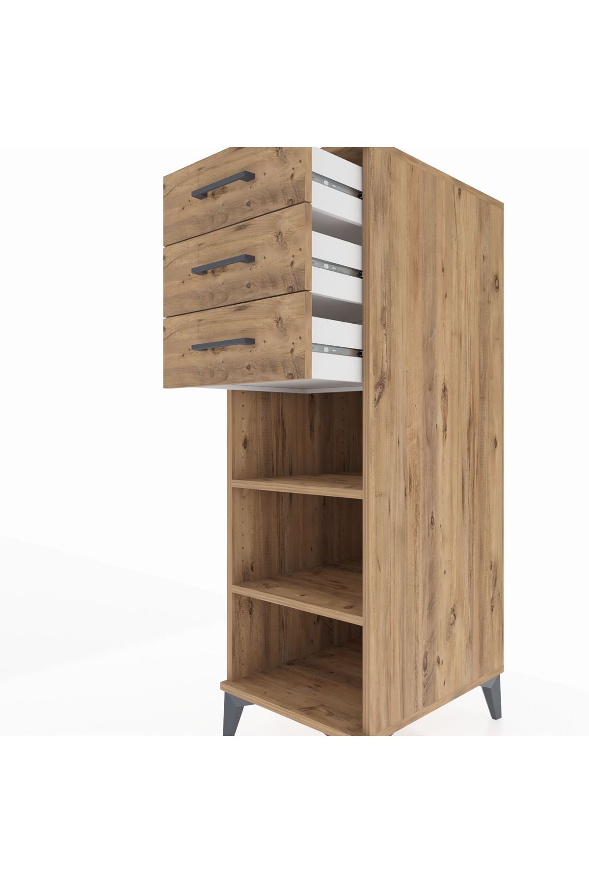 Kronos Dolap 2 Raflı 3 Çekmeceli 44x59x134 Çam-Çam