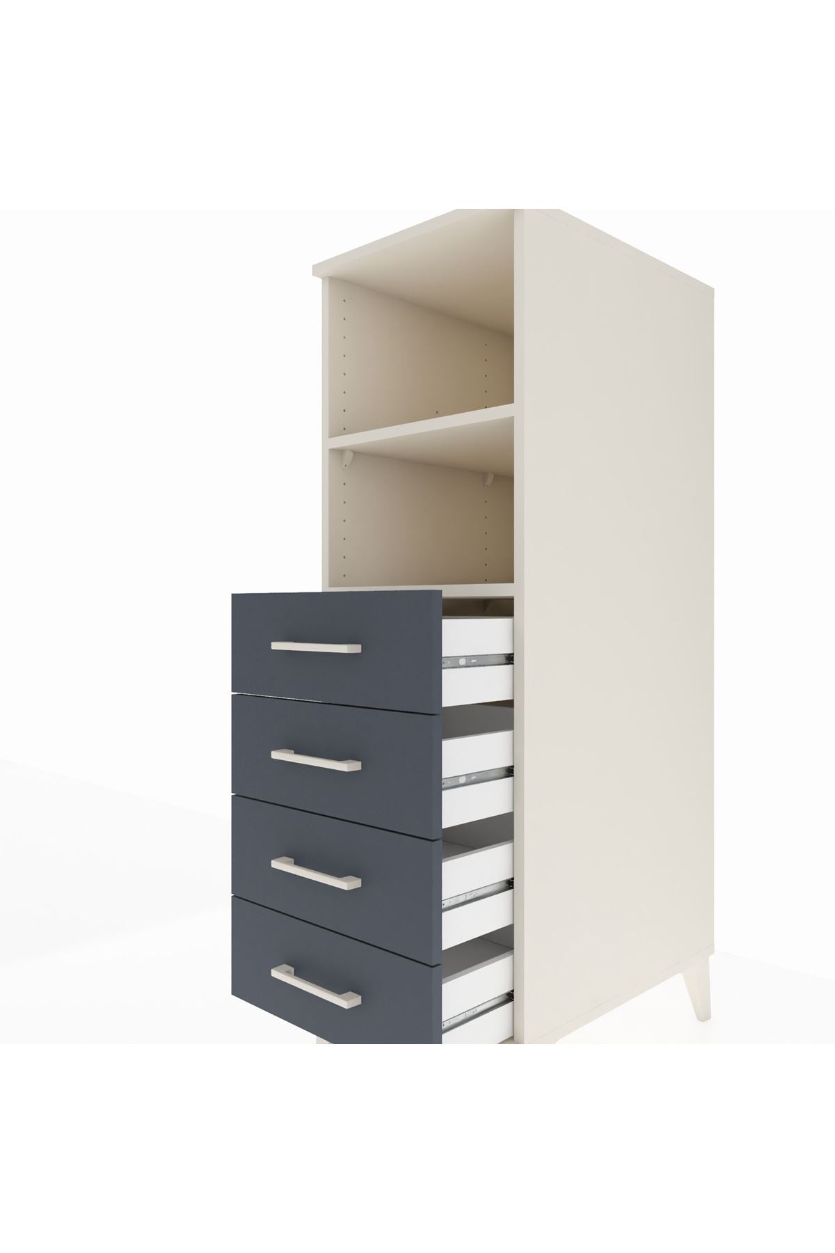 Kronos Dolap 2 Raflı 4 Çekmeceli 44x59x134 Aytaşı-Antrasit