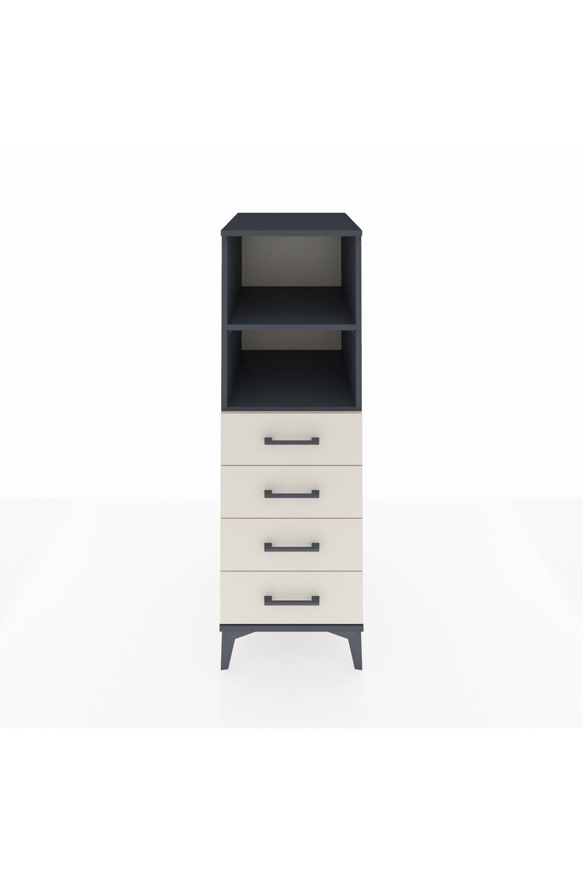 Kronos Dolap 2 Raflı 4 Çekmeceli 44x59x134 Antrasit-Aytaşı