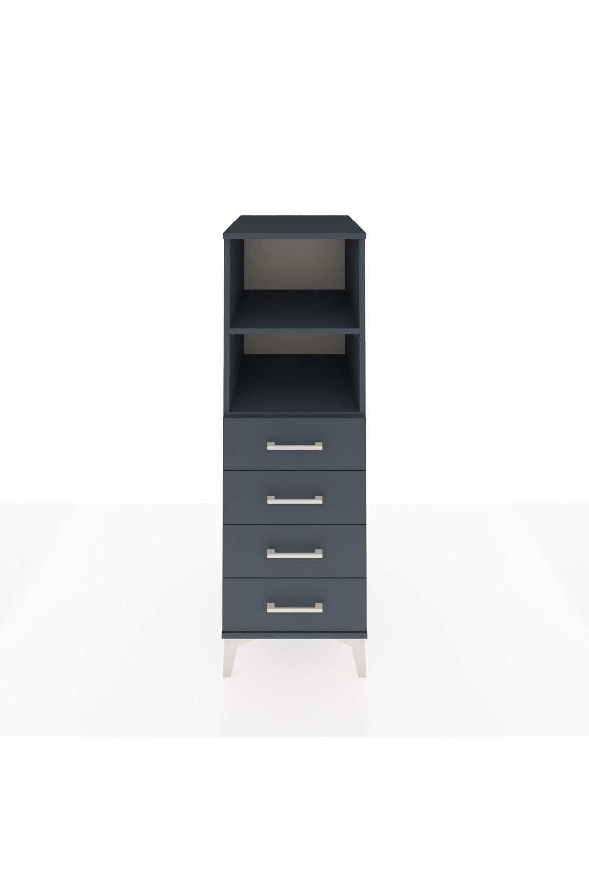 Kronos Dolap 2 Raflı 4 Çekmeceli 44x59x134 Antrasit-Antrasit