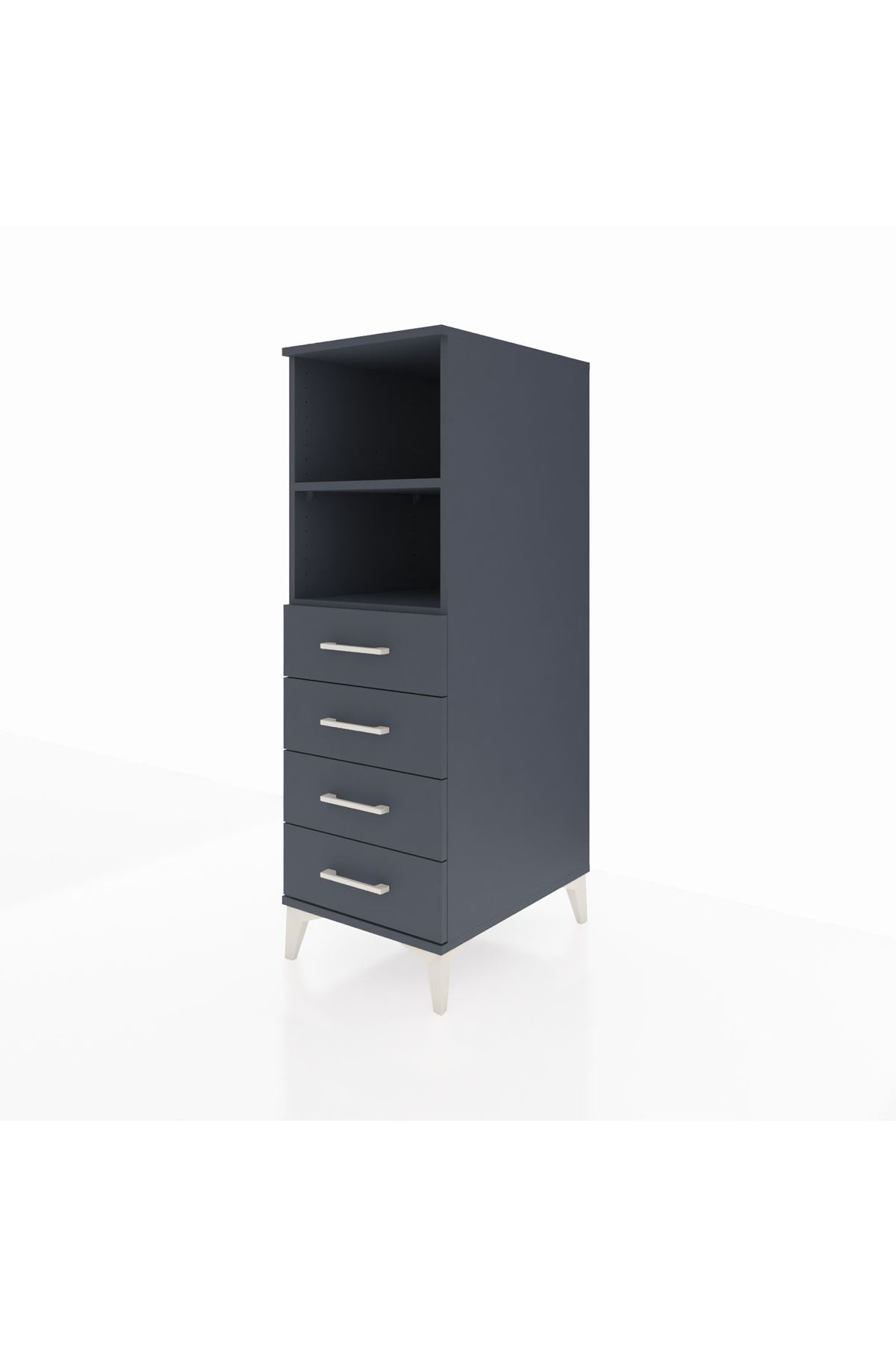 Kronos Dolap 2 Raflı 4 Çekmeceli 44x59x134 Antrasit-Antrasit