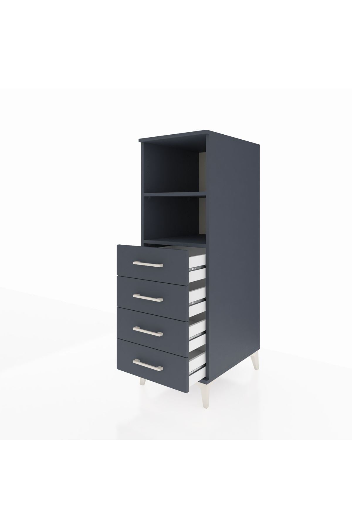 Kronos Dolap 2 Raflı 4 Çekmeceli 44x59x134 Antrasit-Antrasit