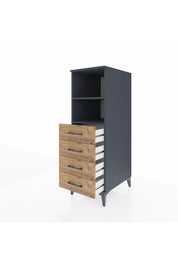 Kronos Dolap 2 Raflı 4 Çekmeceli 44x59x134 Antrasit-Çam