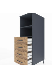 Kronos Dolap 2 Raflı 4 Çekmeceli 44x59x134 Antrasit-Çam