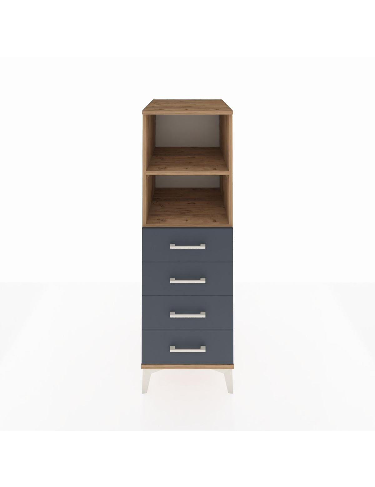 Kronos Dolap 2 Raflı 4 Çekmeceli 44x59x134 Çam-Antrasit