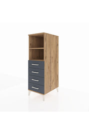 Kronos Dolap 2 Raflı 4 Çekmeceli 44x59x134 Çam-Antrasit