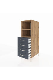 Kronos Dolap 2 Raflı 4 Çekmeceli 44x59x134 Çam-Antrasit