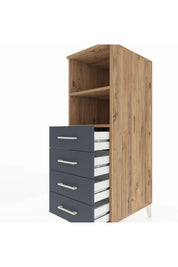 Kronos Dolap 2 Raflı 4 Çekmeceli 44x59x134 Çam-Antrasit