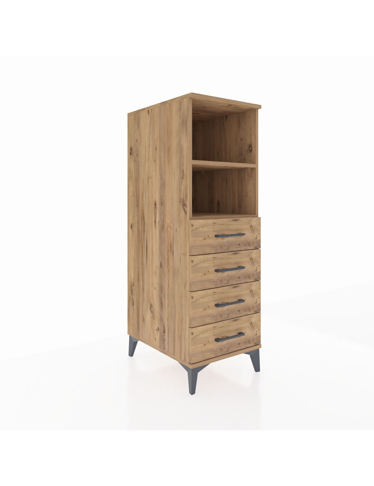 Kronos Dolap 2 Raflı 4 Çekmeceli 44x59x134 Çam-Çam