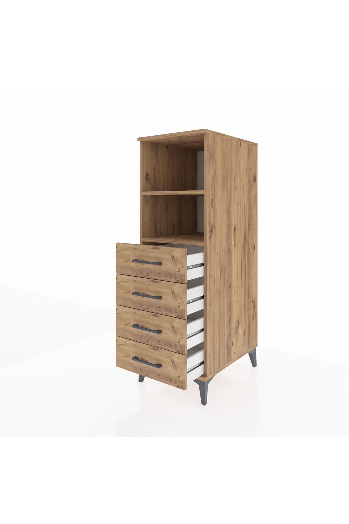 Kronos Dolap 2 Raflı 4 Çekmeceli 44x59x134 Çam-Çam