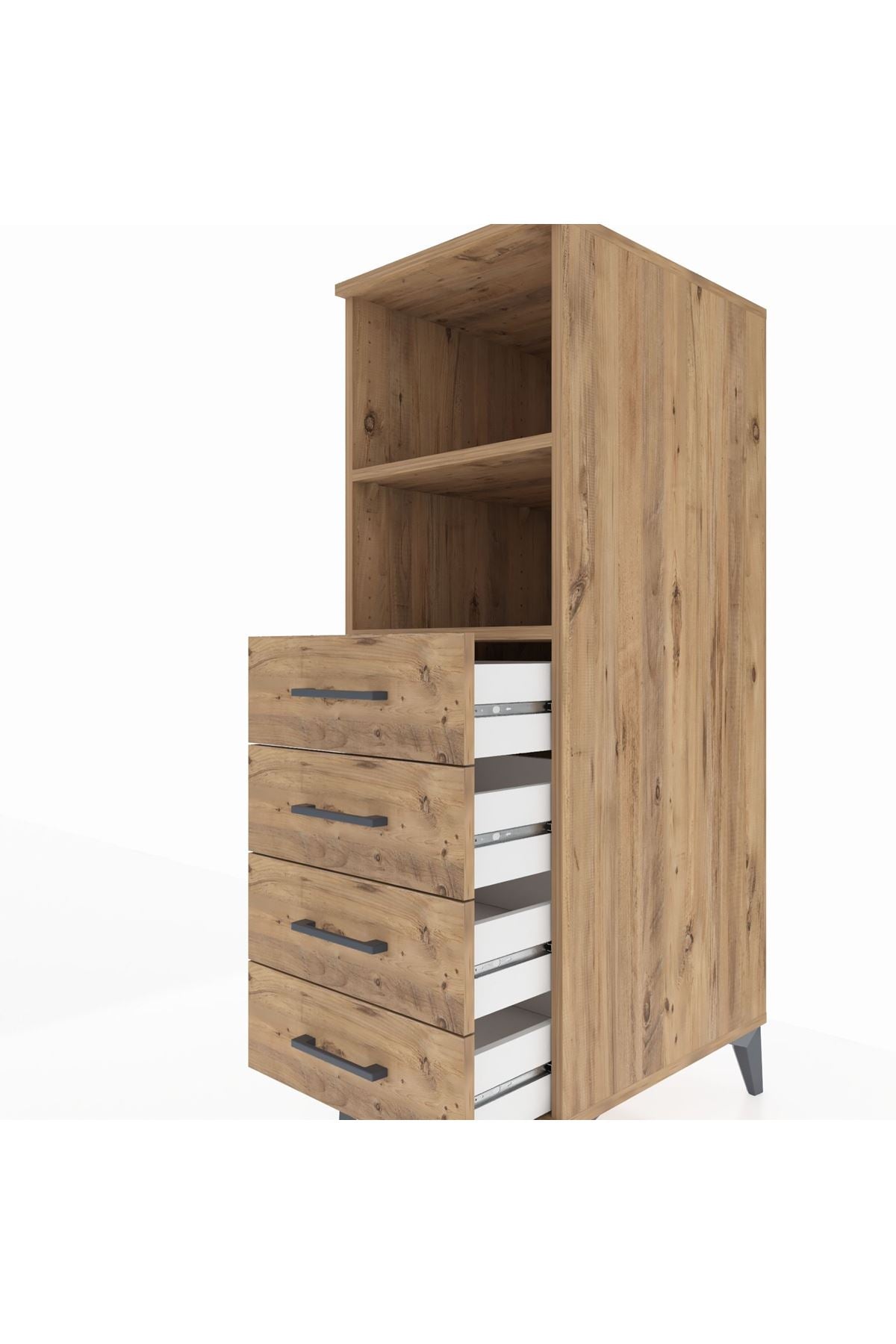 Kronos Dolap 2 Raflı 4 Çekmeceli 44x59x134 Çam-Çam